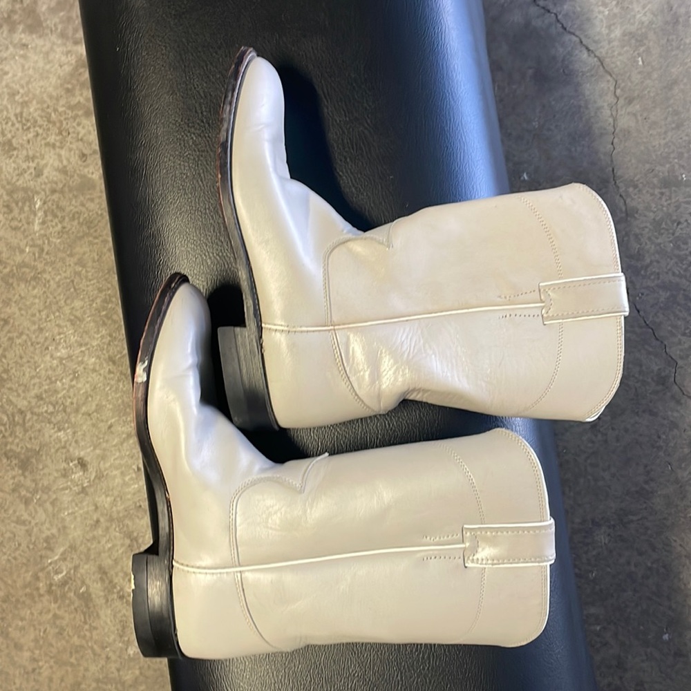 Justin cowboy boots, cream/white leather, good condition